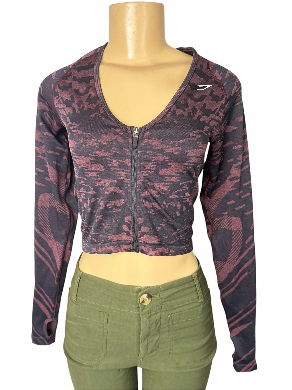 Gymshark cropped Athletic Zip Jacket with Thumb Holes small